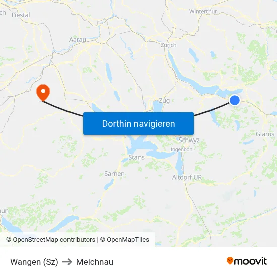 Wangen (Sz) to Melchnau map