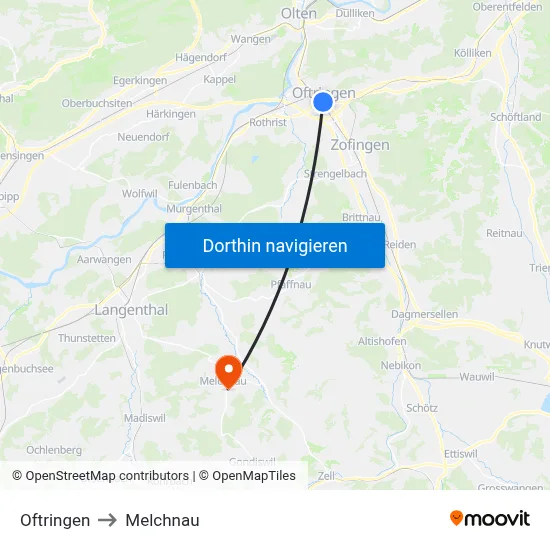 Oftringen to Melchnau map