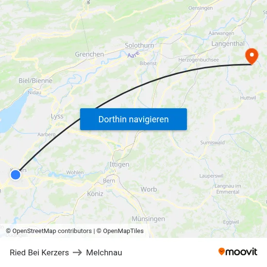 Ried Bei Kerzers to Melchnau map