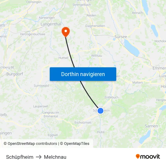 Schüpfheim to Melchnau map