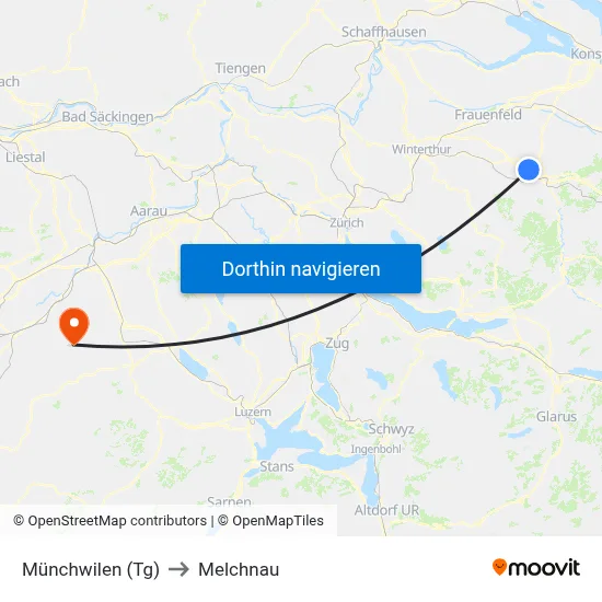 Münchwilen (Tg) to Melchnau map