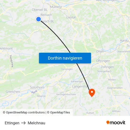 Ettingen to Melchnau map