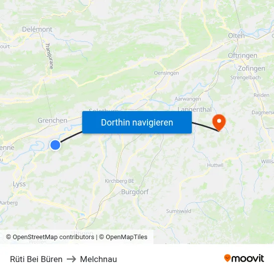 Rüti Bei Büren to Melchnau map