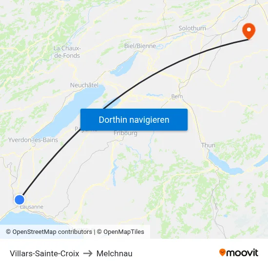 Villars-Sainte-Croix to Melchnau map