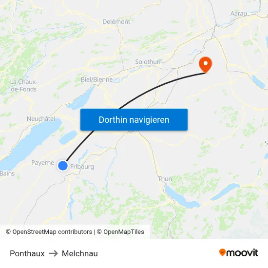 Ponthaux to Melchnau map