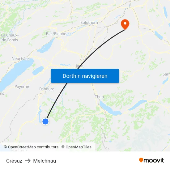 Crésuz to Melchnau map
