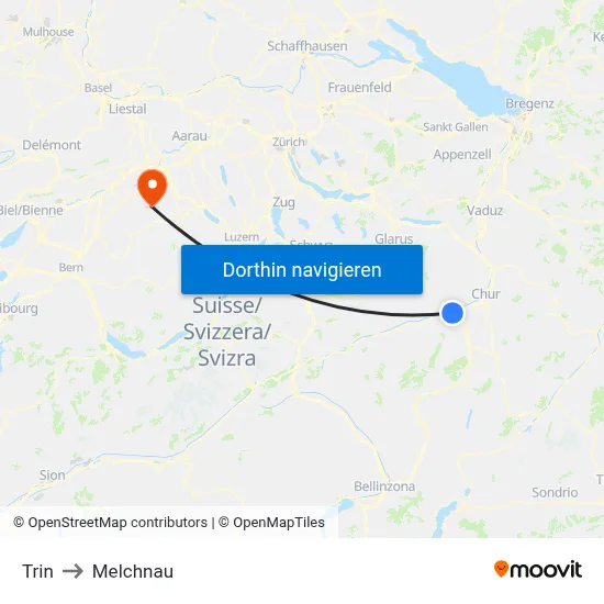 Trin to Melchnau map