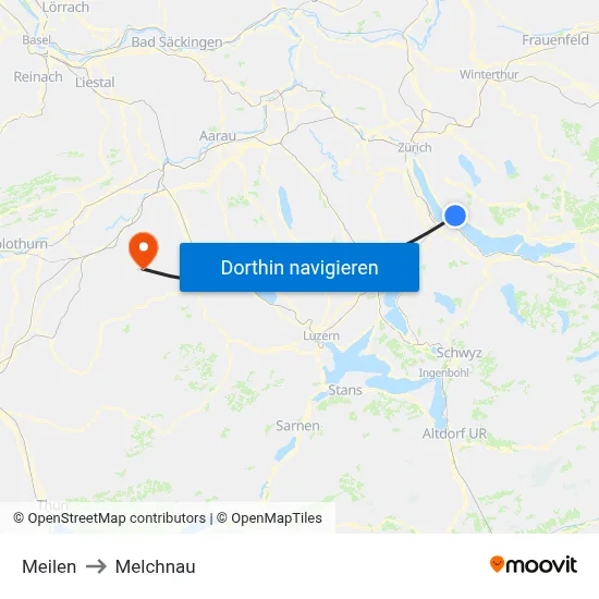 Meilen to Melchnau map