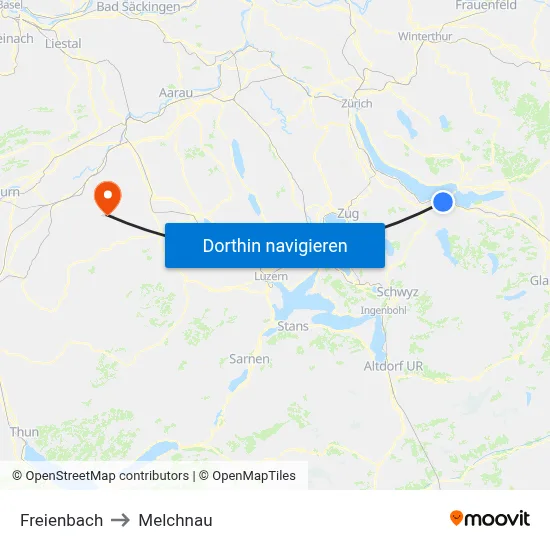 Freienbach to Melchnau map