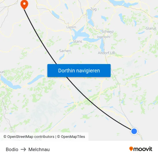 Bodio to Melchnau map