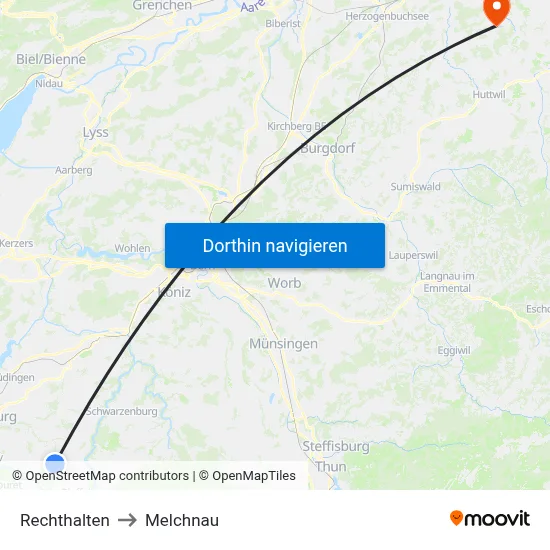 Rechthalten to Melchnau map