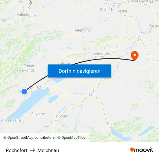 Rochefort to Melchnau map