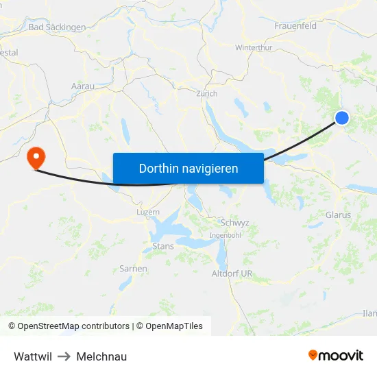 Wattwil to Melchnau map