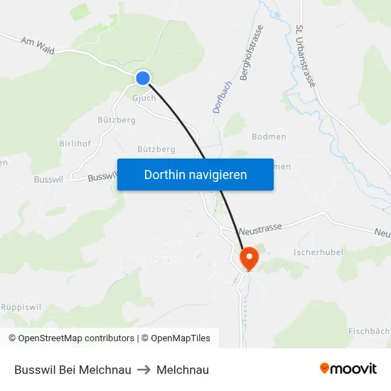 Busswil Bei Melchnau to Melchnau map