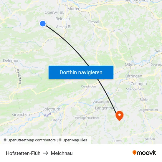 Hofstetten-Flüh to Melchnau map