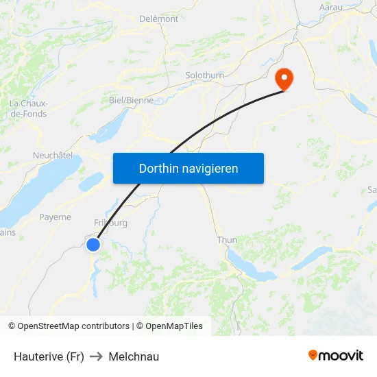 Hauterive (Fr) to Melchnau map