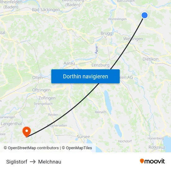 Siglistorf to Melchnau map