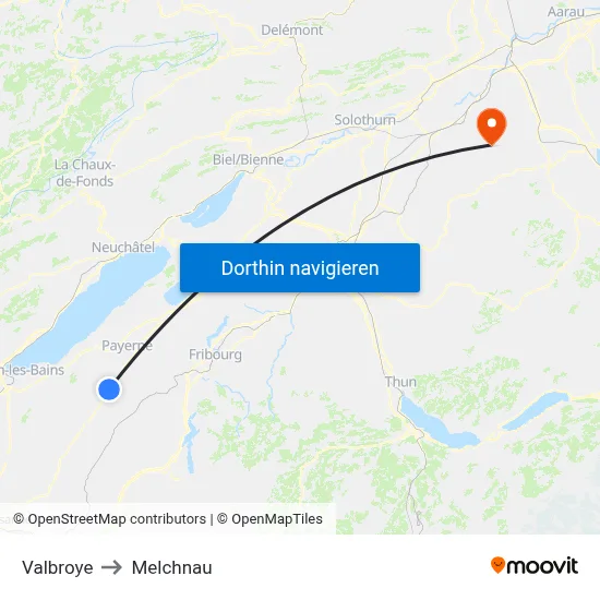 Valbroye to Melchnau map