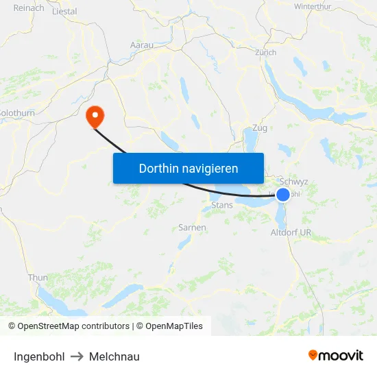 Ingenbohl to Melchnau map