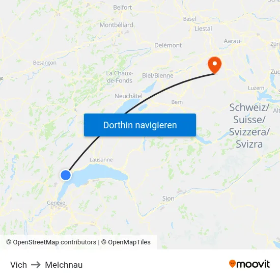 Vich to Melchnau map