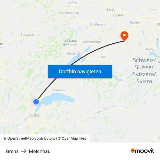 Grens to Melchnau map