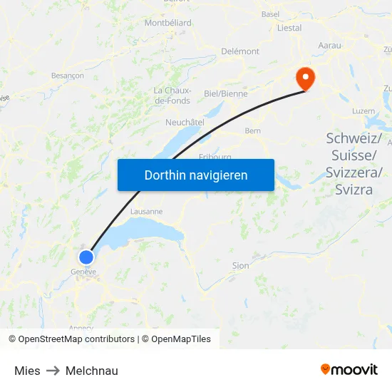 Mies to Melchnau map