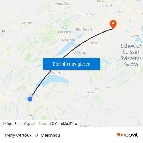 Perly-Certoux to Melchnau map