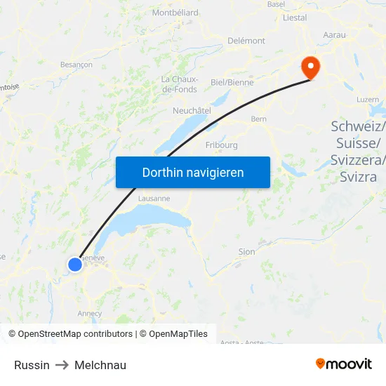Russin to Melchnau map