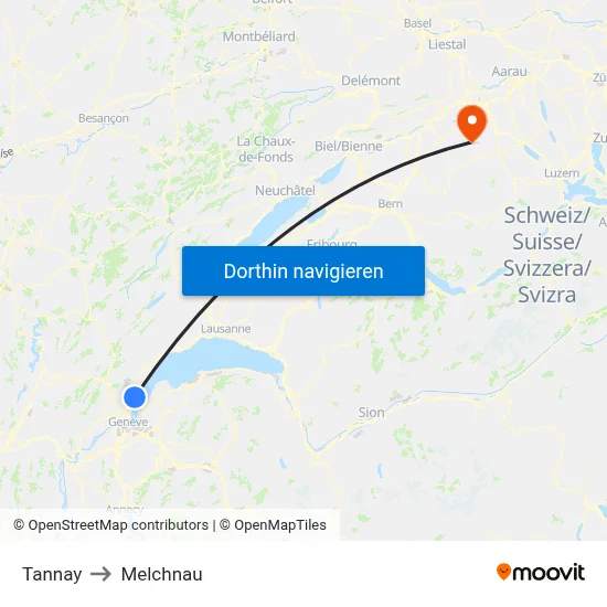 Tannay to Melchnau map