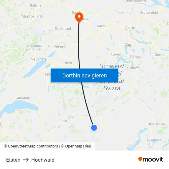 Eisten to Hochwald map
