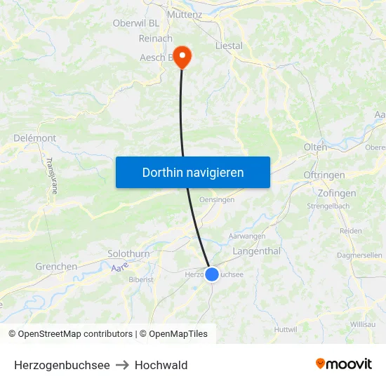 Herzogenbuchsee to Hochwald map