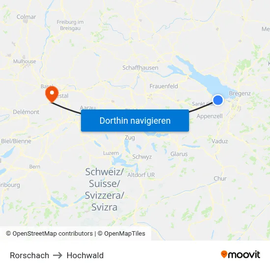 Rorschach to Hochwald map