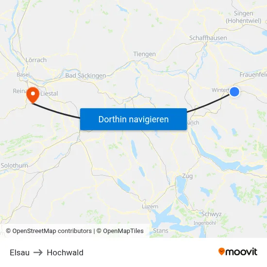 Elsau to Hochwald map