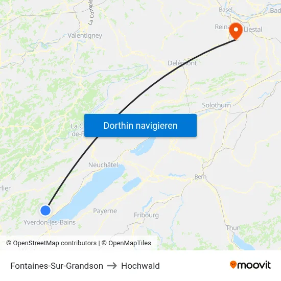 Fontaines-Sur-Grandson to Hochwald map