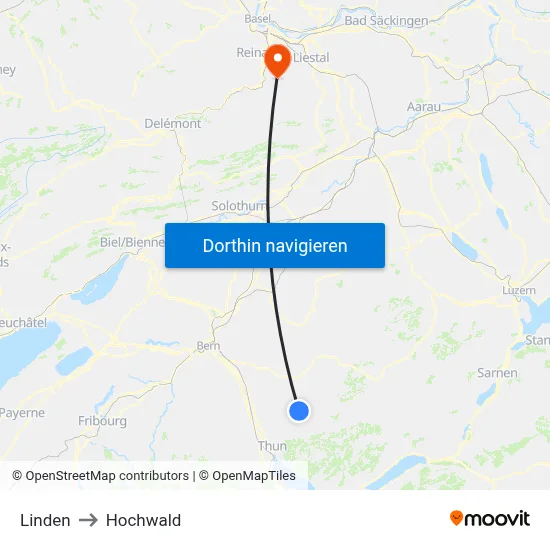 Linden to Hochwald map