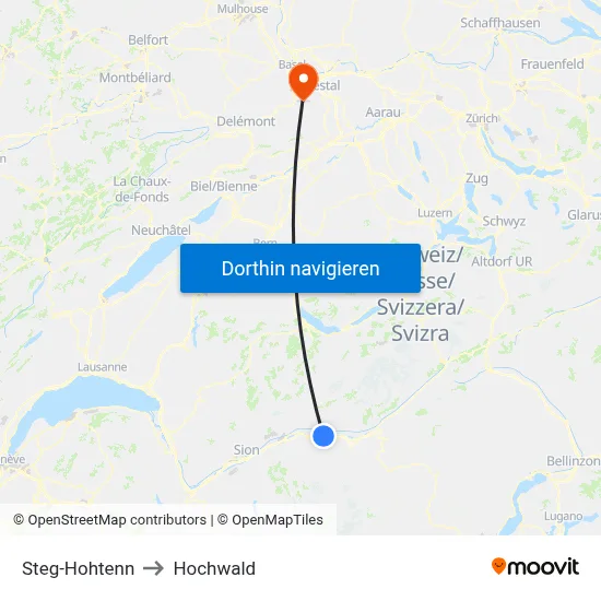 Steg-Hohtenn to Hochwald map