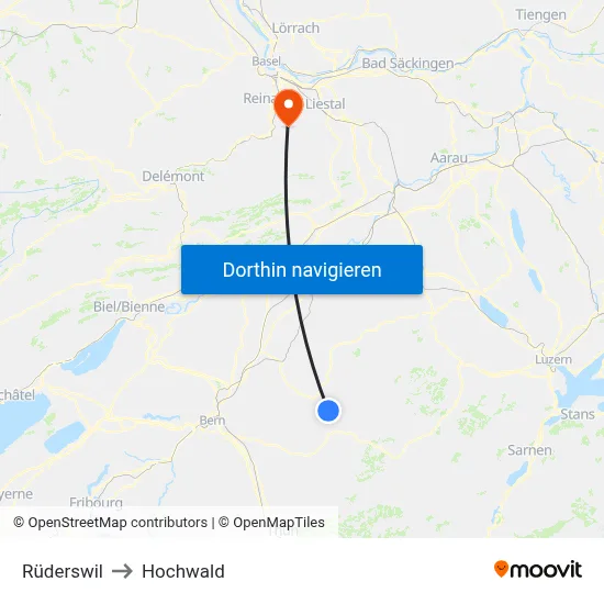 Rüderswil to Hochwald map