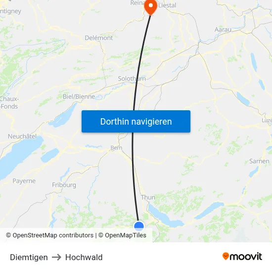 Diemtigen to Hochwald map