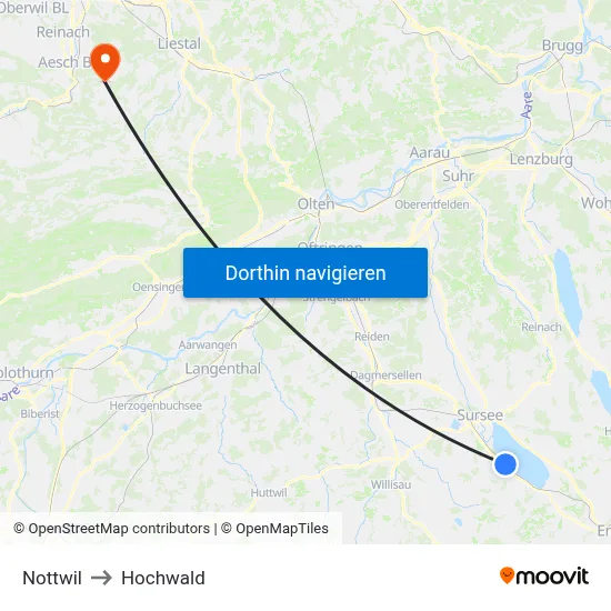 Nottwil to Hochwald map