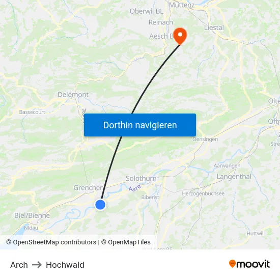 Arch to Hochwald map