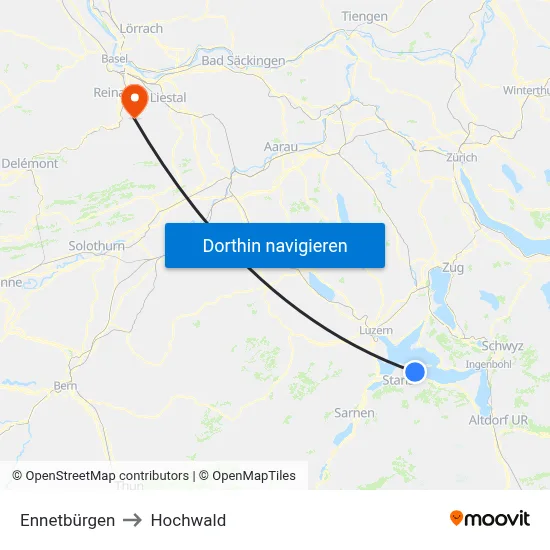Ennetbürgen to Hochwald map