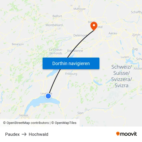 Paudex to Hochwald map