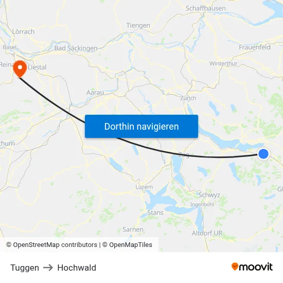 Tuggen to Hochwald map