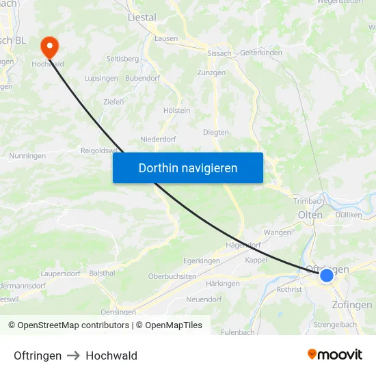 Oftringen to Hochwald map
