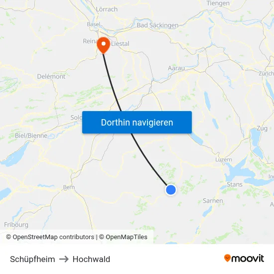 Schüpfheim to Hochwald map