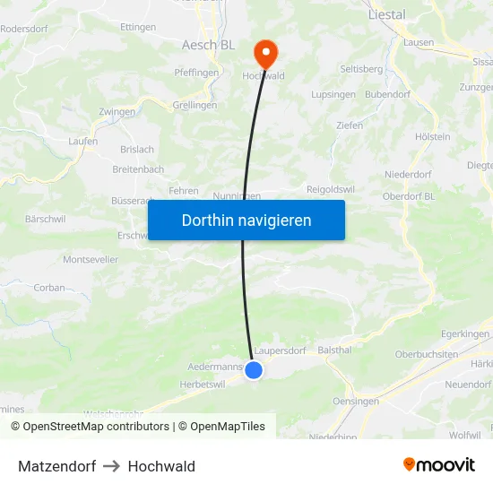 Matzendorf to Hochwald map