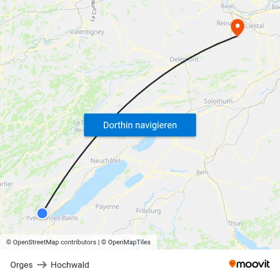 Orges to Hochwald map