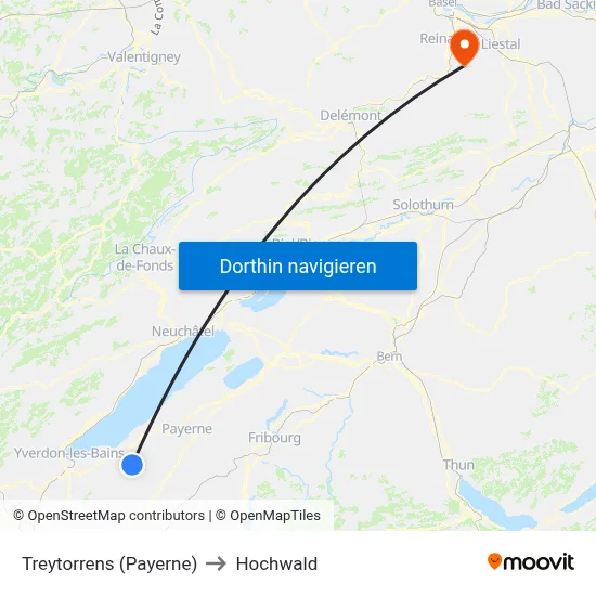 Treytorrens (Payerne) to Hochwald map