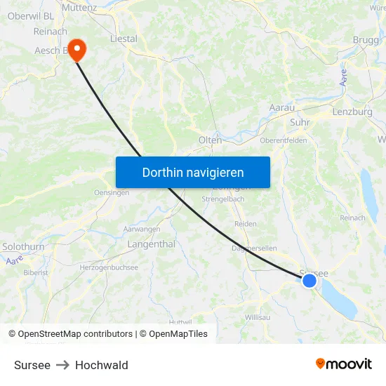 Sursee to Hochwald map