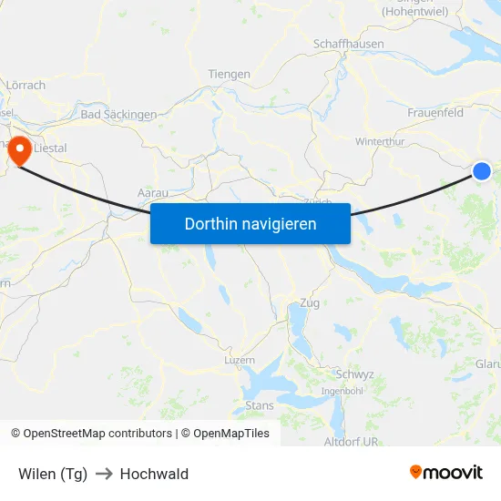 Wilen (Tg) to Hochwald map